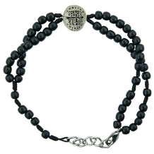 Pulseira Terço Medalha das Duas Cruzes - Madeira Preta Pulseira Terço Medalha das Duas Cruzes - Madeira Preta