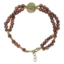 Pulseira Terço Medalha das Duas Cruzes - Ouro velho Pulseira Terço Medalha das Duas Cruzes - Ouro velho