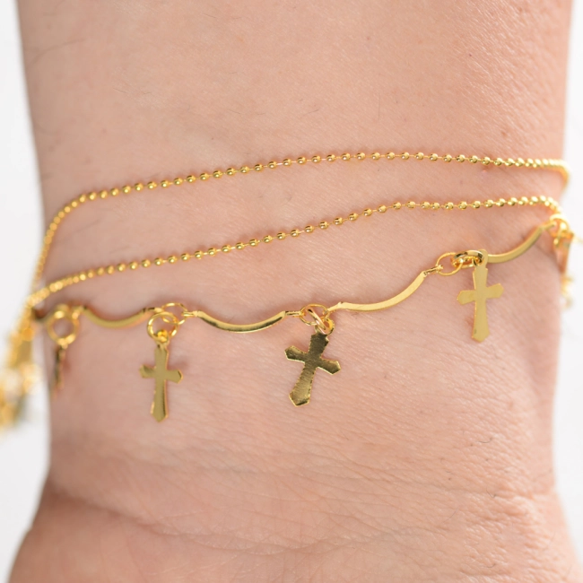 Pulseira Tripla Mini Cruz