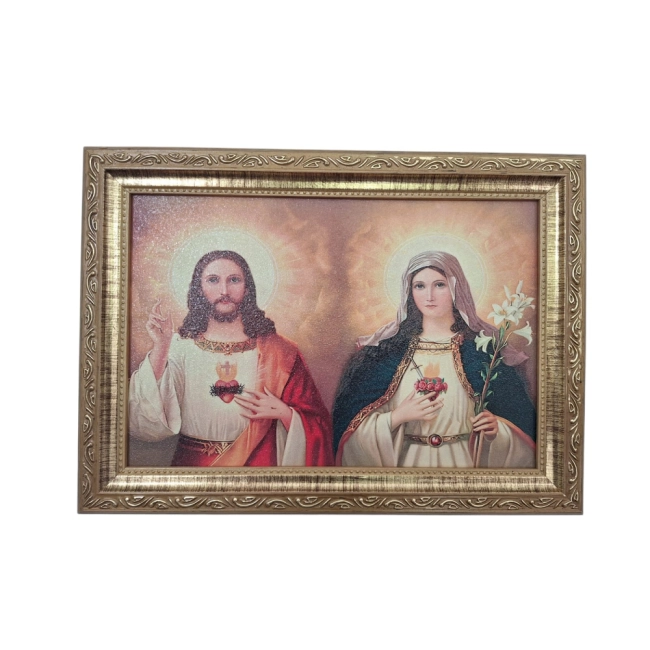 Quadro Sagrado Coração de Jesus e Imaculado Coração de Maria