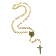 Terço Medalha das Duas Cruzes Cristal Dourado Terço Medalha das Duas Cruzes Cristal Dourado