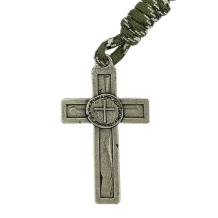 Terço Medalha das Duas Cruzes Paracorde Madeira Terço Medalha das Duas Cruzes Paracorde Madeira