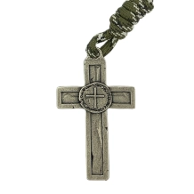 Terço Medalha das Duas Cruzes Paracorde Verde Terço Medalha das Duas Cruzes Paracorde Verde
