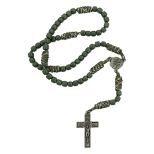 Terço Medalha das Duas Cruzes Paracorde Verde Terço Medalha das Duas Cruzes Paracorde Verde