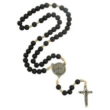 Terço Medalha das Duas Cruzes Preto Fosco Terço Medalha das Duas Cruzes Preto Fosco