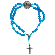 Terço Pulseira Infantil Medalha das Duas Cruzes - Pedra Cerâmica Azul Terço Pulseira Infantil Medalha das Duas Cruzes - Pedra Cerâmica Azul