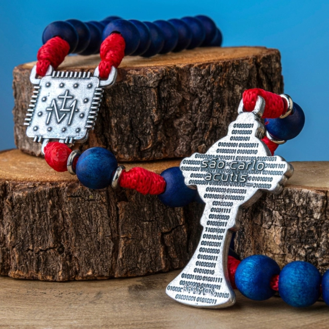 Terço Carlo Acutis Azul/Vermelho Terço Carlo Acutis Azul/Vermelho