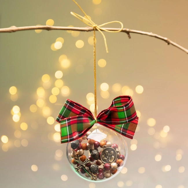 Terço Natalino Bola de Natal Vermelho Terço Natalino Bola de Natal Vermelho