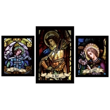 Trio de Quadros Santos Arcanjos - Moldura Preta Trio de Quadros Santos Arcanjos - Moldura Preta