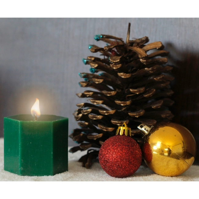 Vela Sextavada de Natal - Verde Vela Sextavada de Natal - Verde